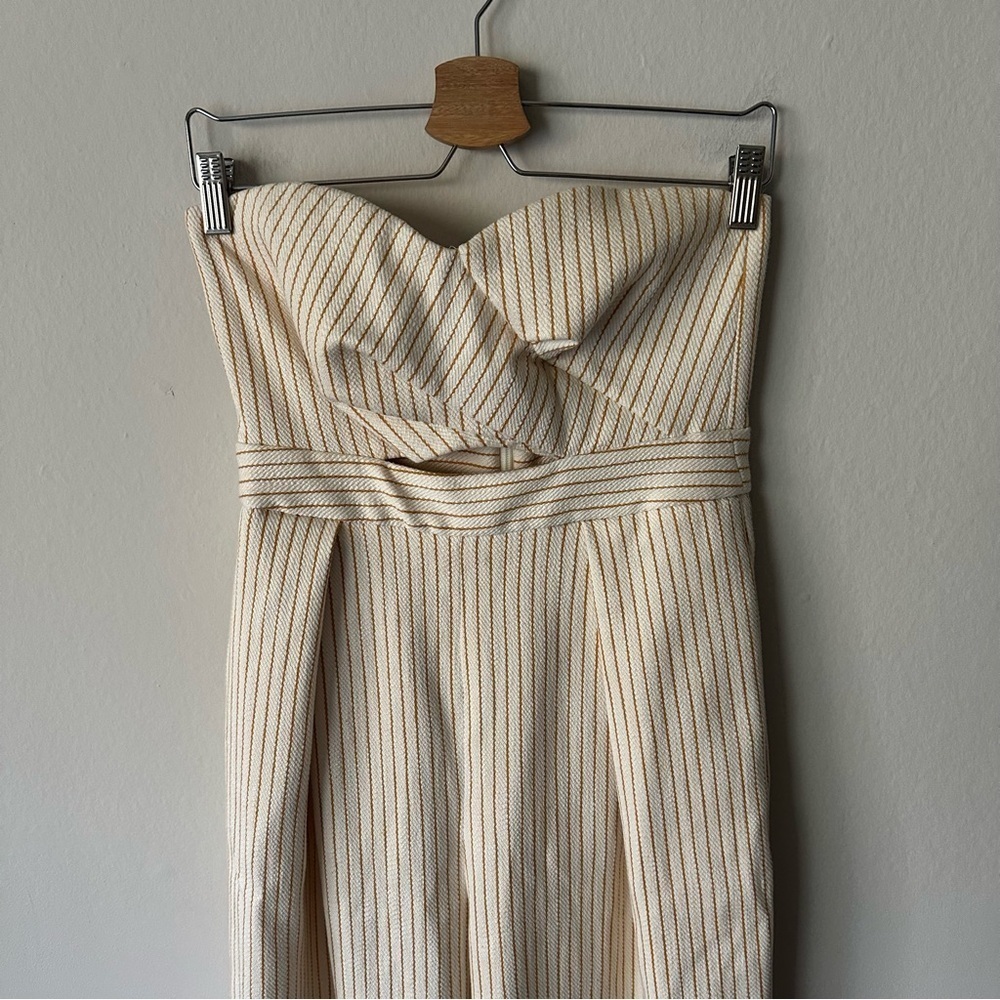 TOPSHOP Twist Bandeau Jumpsuit In Yellow Multi Size 6 - Picture 3 of 12